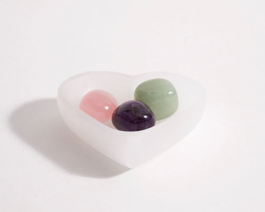 Heart Shaped Selenite Charging Bowl