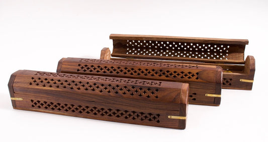 Wooden Box Incense Burner Set – Brown + Incense Set