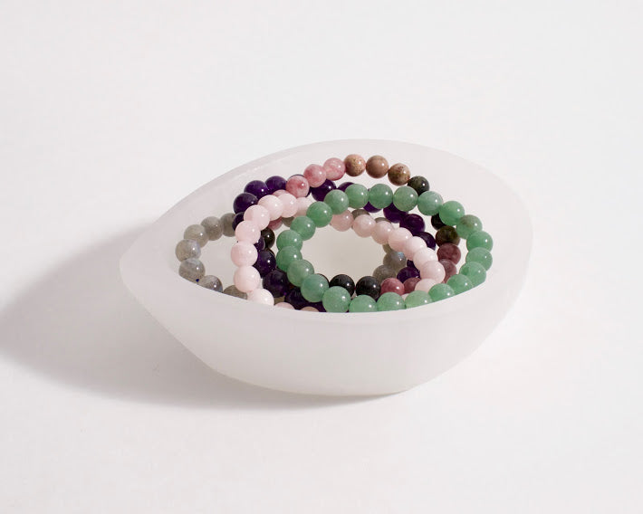 Leaf Shaped Selenite Charging Bowl