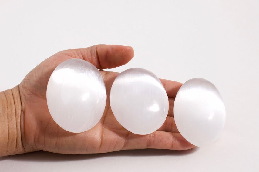 Selenite Palm Stone